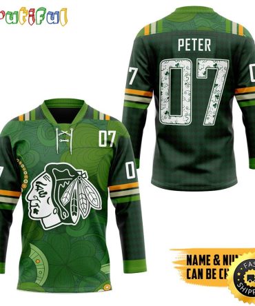 Personalized Nhl Chicago Blackhawks 2024 St Patrick Day Hockey Jersey Nhl Hockey Jerseys