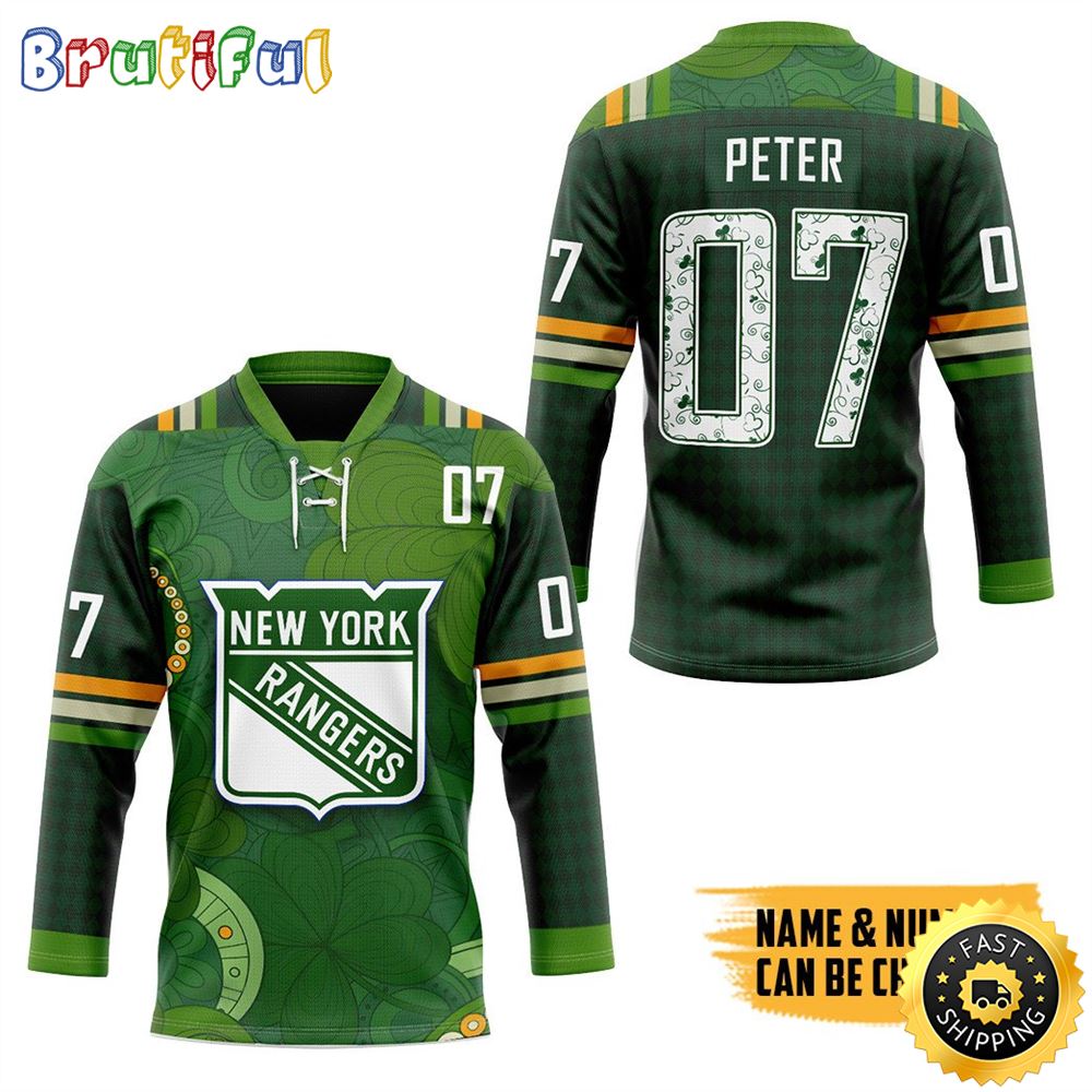 Personalized Nhl New York Rangers 2024 St Patrick Day Hockey Jersey Nhl Hockey Jerseys