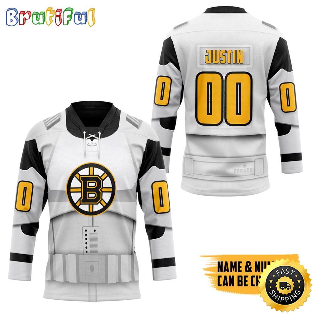 Personalized Nhl Sw X Boston Bruins May The 4Th Be With You Hockey Jersey Nhl Hockey Jerseys
