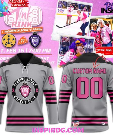 Reading Royals Pink In The Rink 2025 Grey Jersey