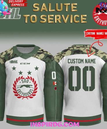 Soo Greyhounds Salute To Service 2024 Green Hockey Jersey