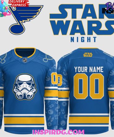 St. Louis Blues X Star Wars Night 2024 Custom Blue Hockey Jersey