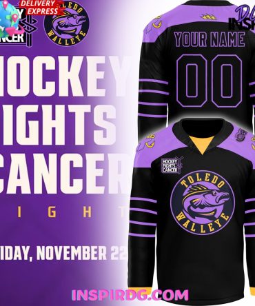 Toledo Walleye X Hockey Fight Cancer Night 2024 Hockey Jersey