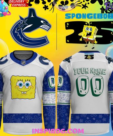 Vancouver Canucks Spongebob 25Th Anniversary Custom Hockey Jersey
