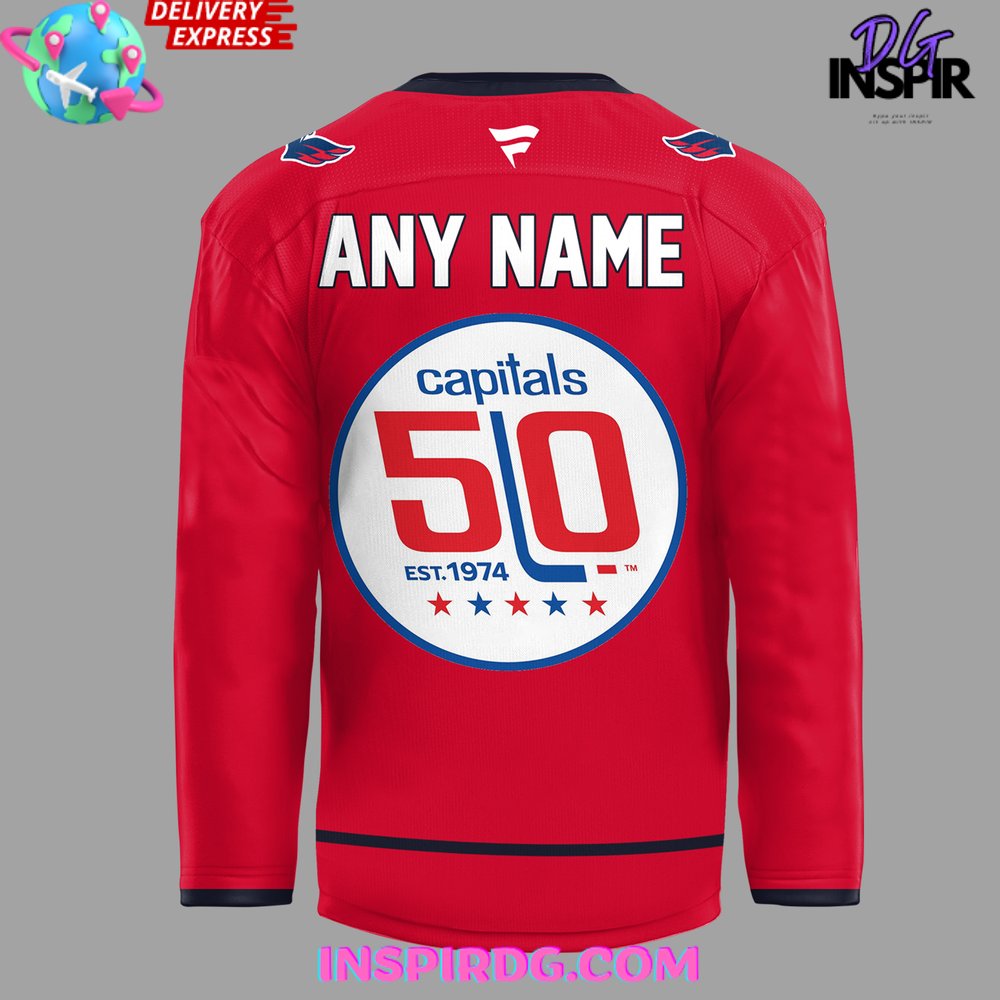 Washington Capitals 50Th Anniversary Special Red Hockey Jersey - Image 3
