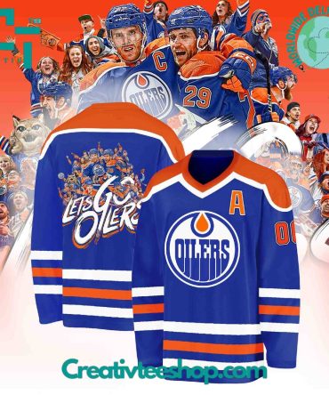 Edmonton Oilers Lets Go Oilers Blue Hockey Jersey