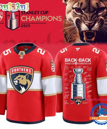 Back To Back Champions Florida Panthers Stanley Cup 2025 New Hockey Jersey