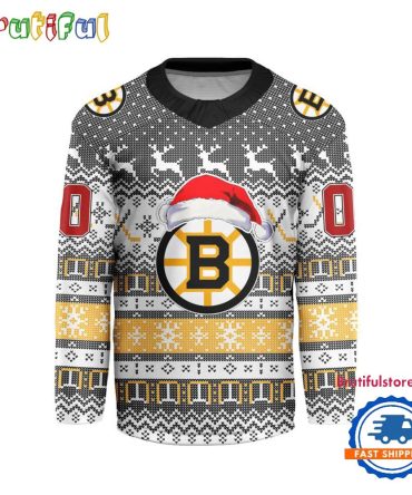 Boston Bruins 2025 Nhl Christmas Personalized Hockey Jersey Design