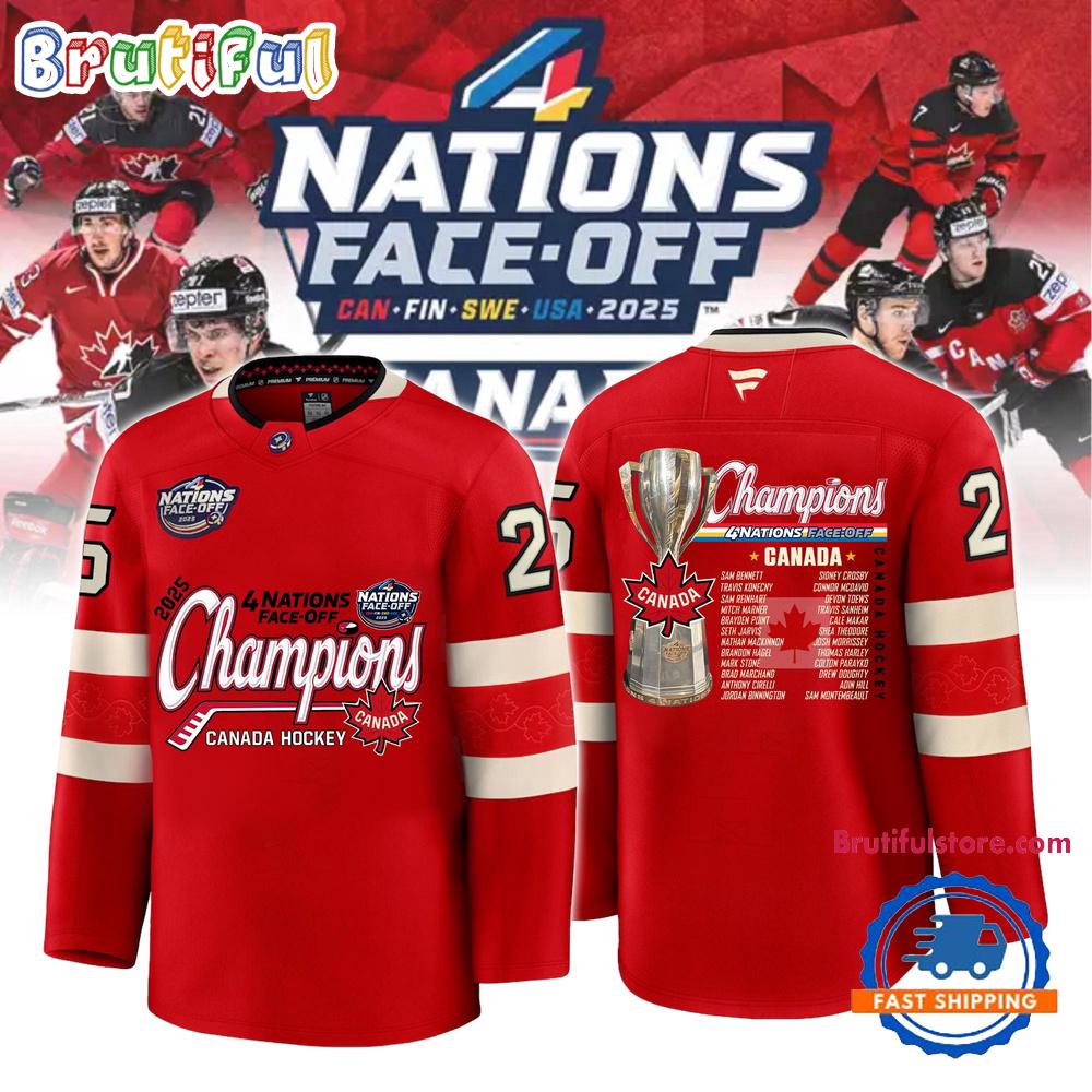Canada 2025 4 Nation Face Off Champions Second Winner Hockey Jersey