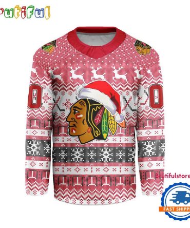 Chicago Blackhawks 2025 Nhl Christmas Personalized Hockey Jersey Design