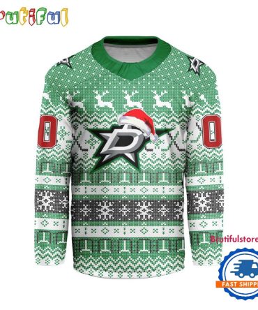 Dallas Stars 2025 Nhl Christmas Personalized Hockey Jersey Design