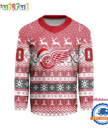Detroit Red Wings 2025 Nhl Christmas Personalized Hockey Jersey Design
