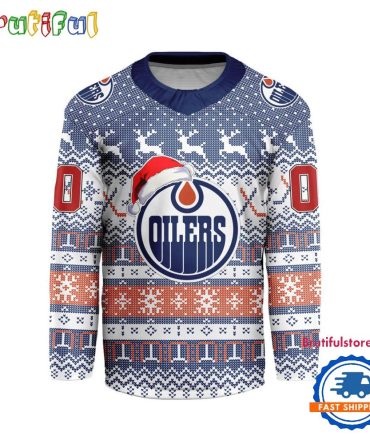 Edmonton Oilers 2025 Nhl Christmas Personalized Hockey Jersey Design