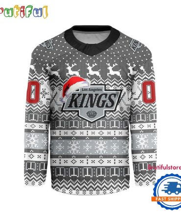 Los Angeles Kings 2025 Nhl Christmas Personalized Hockey Jersey Design