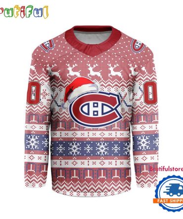 Montreal Canadiens 2025 Nhl Christmas Personalized Hockey Jersey Design