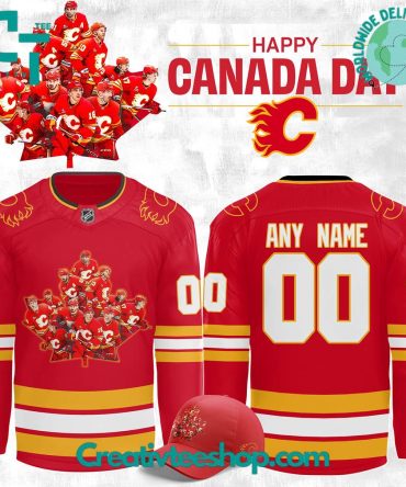 Calgary Flames 2025 Canada Day Custom Hockey Jersey