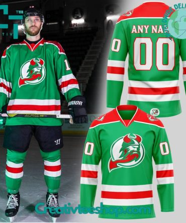 Adirondack Thunder X New Jersey Devils 2025 Special Green Hockey Jersey