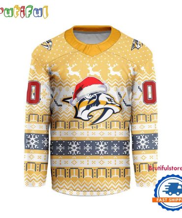 Nashville Predators 2025 Nhl Christmas Personalized Hockey Jersey Design