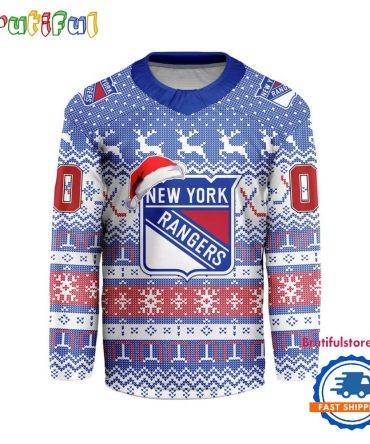 New York Rangers 2025 Nhl Christmas Personalized Hockey Jersey Design