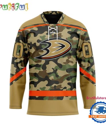 Nhl Anaheim Ducks Camo Veterans Custom Hockey Jersey