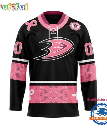 Nhl Anaheim Ducks In October We Wear Pink Breast Cancer Design Hockey Jersey
