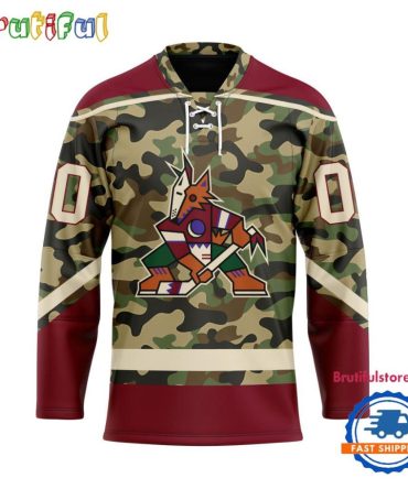 Nhl Arizona Coyotes Camo Veterans Custom Hockey Jersey