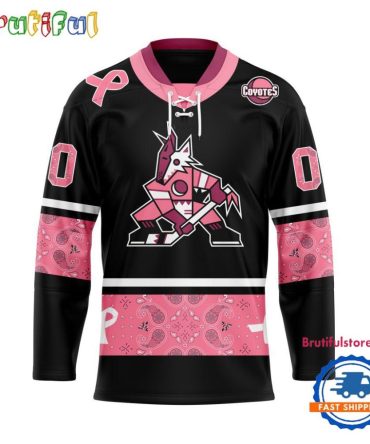 Nhl Arizona Coyotes In October We Wear Pink Breast Cancer Design Hockey Jersey
