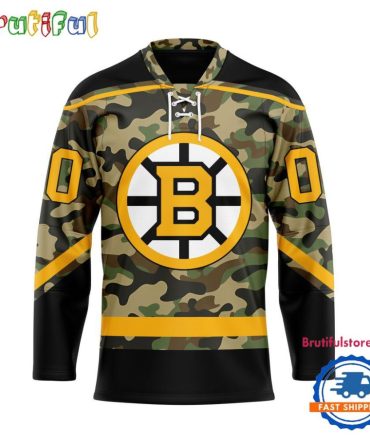 Nhl Boston Bruins Camo Veterans Custom Hockey Jersey