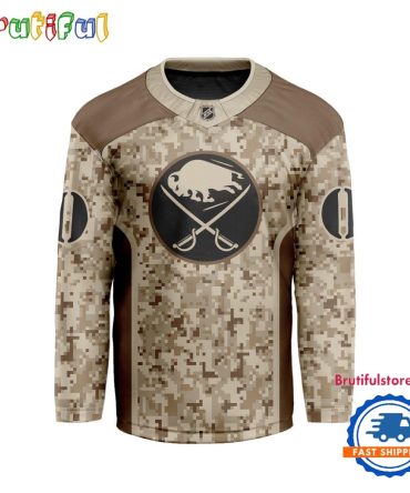 Nhl Buffalo Sabres Special Veterans Military Desert Camouflage Design Hockey Jersey