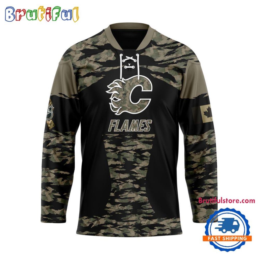 Nhl Calgary Flames Custom Honoring Veterans Camo Hockey Jersey