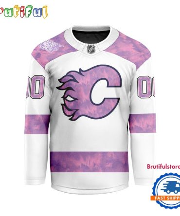 Nhl Calgary Flames Personalized Hockey Fights Cancer Design Jersey