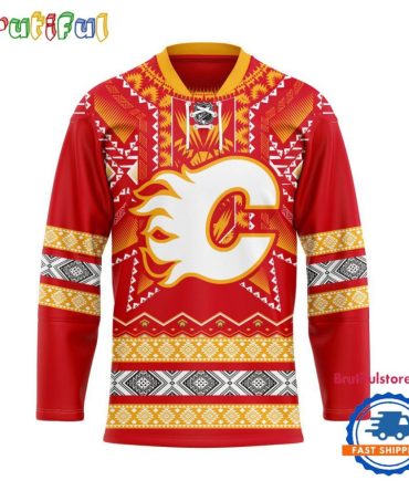 Nhl Calgary Flames Personalized Native American Hockey Jersey