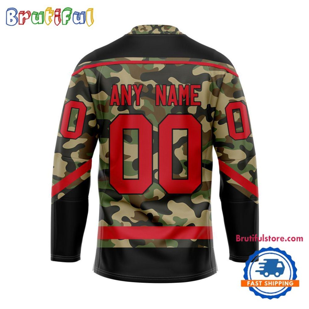 Nhl Carolina Hurricanes Camo Veterans Custom Hockey Jersey - Image 2