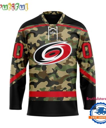 Nhl Carolina Hurricanes Camo Veterans Custom Hockey Jersey