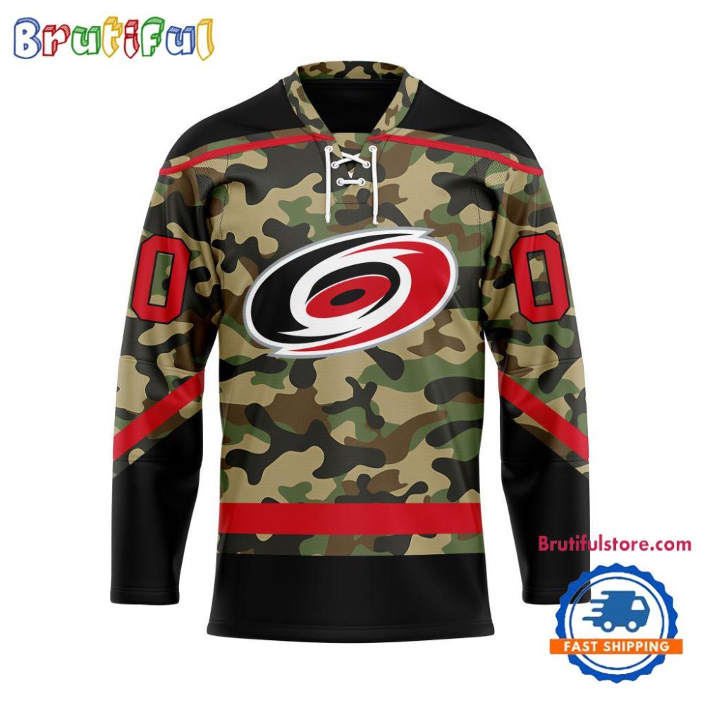 Nhl Carolina Hurricanes Camo Veterans Custom Hockey Jersey
