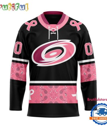 Nhl Carolina Hurricanes In October We Wear Pink Breast Cancer Design Hockey Jersey