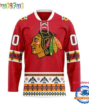 Nhl Chicago Blackhawks Personalized Native American Hockey Jersey