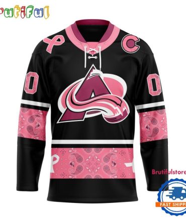 Nhl Colorado Avalanche In October We Wear Pink Breast Cancer Design Hockey Jersey
