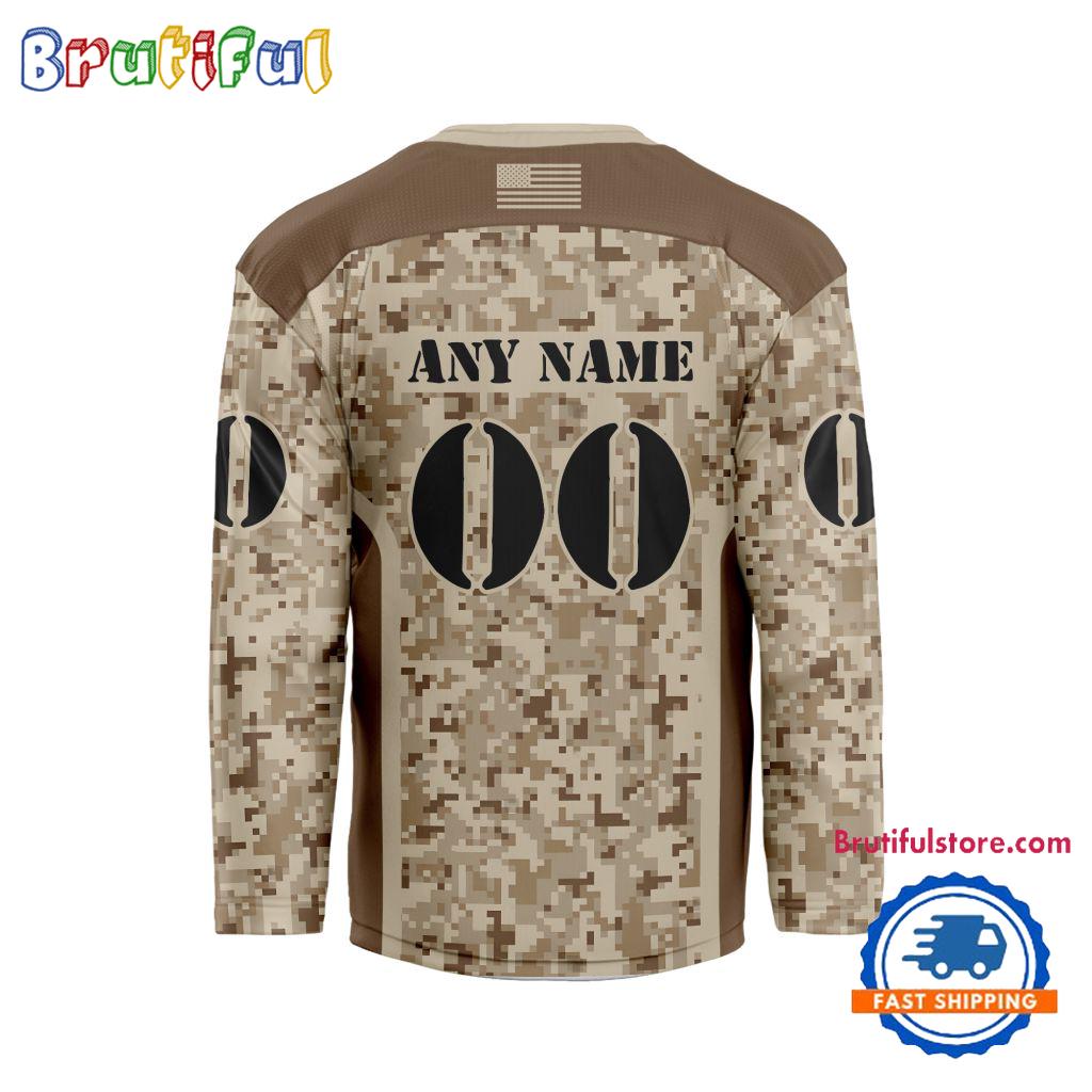 Nhl Colorado Avalanche Special Veterans Military Desert Camouflage Design Hockey Jersey - Image 2