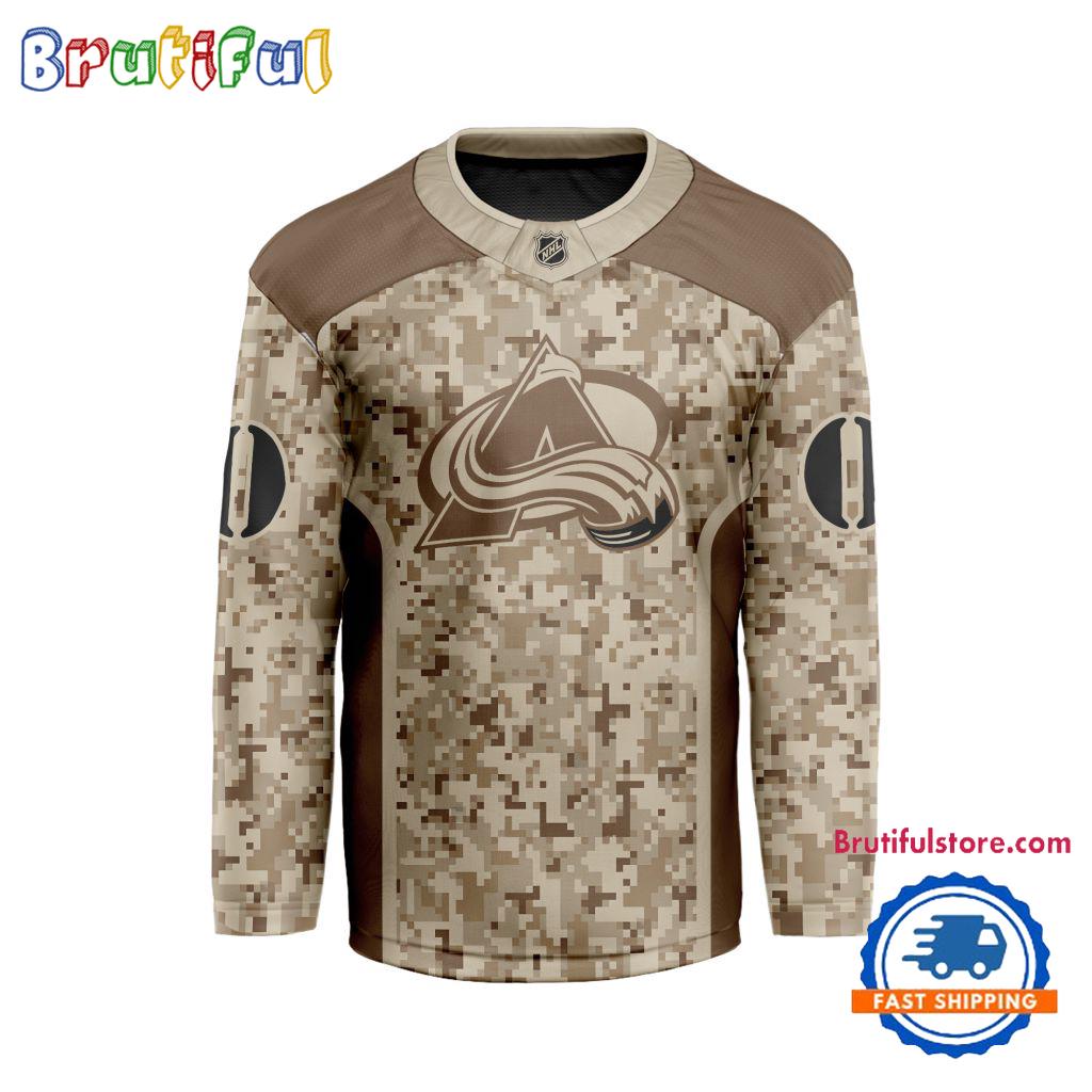 Nhl Colorado Avalanche Special Veterans Military Desert Camouflage Design Hockey Jersey