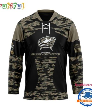 Nhl Columbus Blue Jackets Custom Honoring Veterans Camo Hockey Jersey