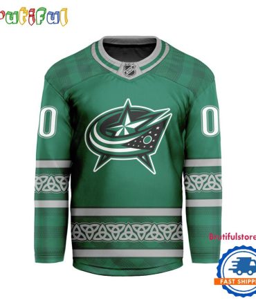 Nhl Columbus Blue Jackets For St.Patrick'S Day Limited New Hockey Jersey