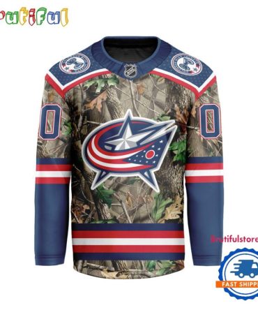Nhl Columbus Blue Jackets Special Realtree Camo Hunting Hockey Jersey