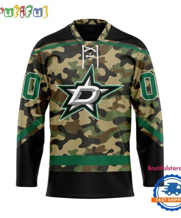 Nhl Dallas Stars Camo Veterans Custom Hockey Jersey