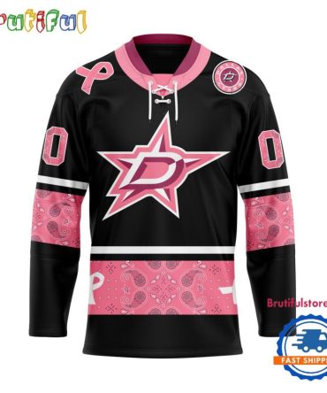 Nhl Dallas Stars In October We Wear Pink Breast Cancer Design Hockey Jersey