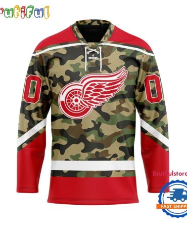 Nhl Detroit Red Wings Camo Veterans Custom Hockey Jersey