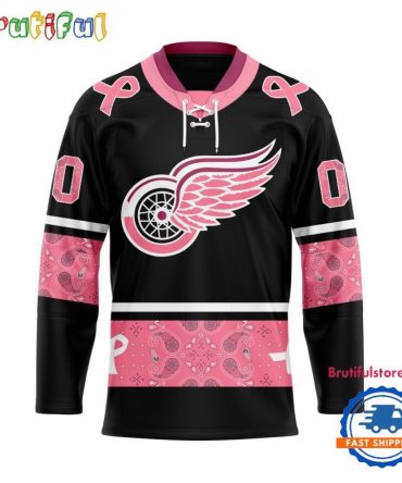 Nhl Detroit Red Wings In October We Wear Pink Breast Cancer Design Hockey Jersey