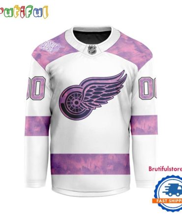 Nhl Detroit Red Wings Personalized Hockey Fights Cancer Design Jersey