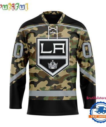 Nhl Los Angeles Kings Camo Veterans Custom Hockey Jersey