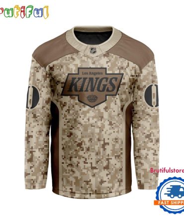 Nhl Los Angeles Kings Special Veterans Military Desert Camouflage Design Hockey Jersey